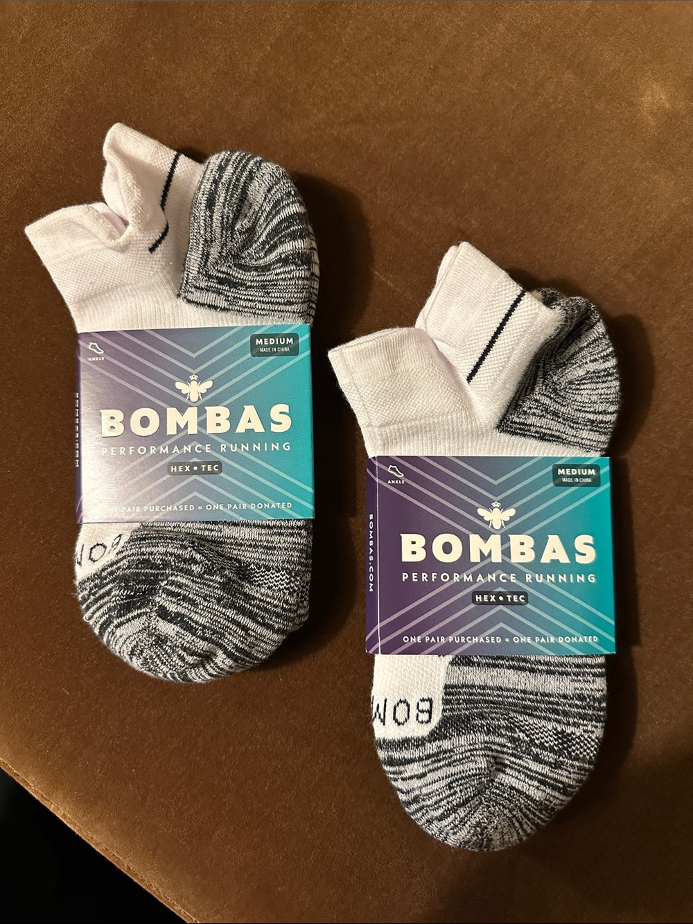 Bombas 2-Pack No-Show Athletic Socks - White & Gray Marled